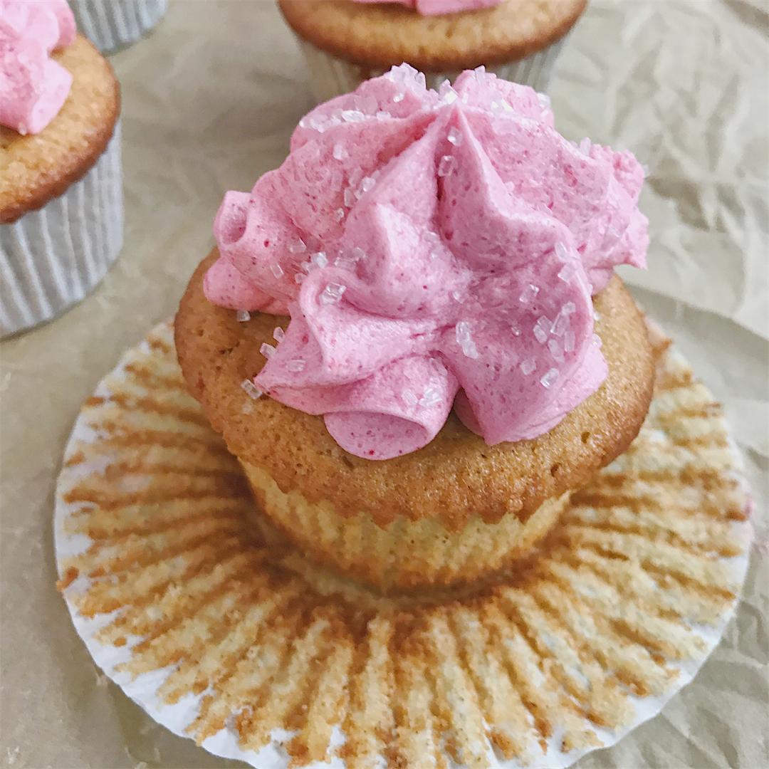 Apple Cider Cupcakes with Cranberry Buttercream