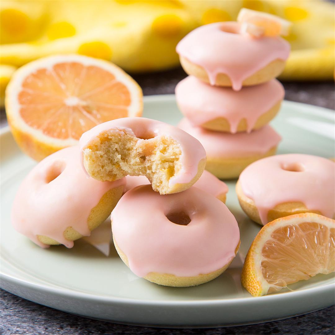 Mini Pink Lemon Baked Donuts