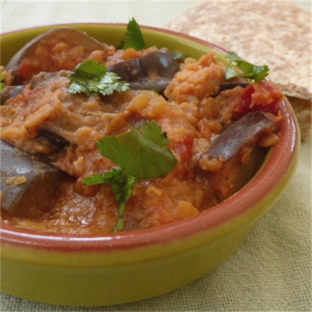 Slow Cooker Aubergine and Lentil Curry