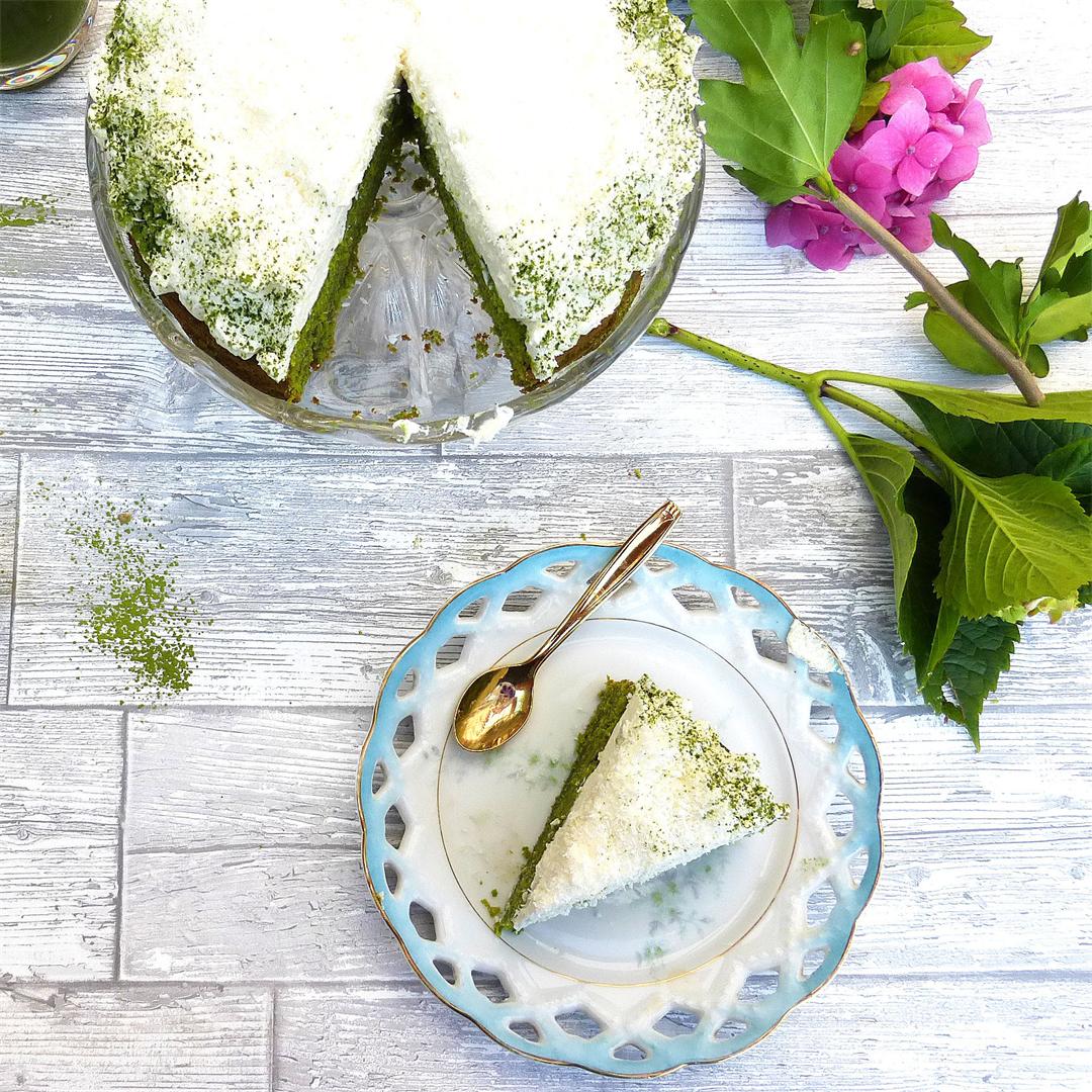 Coconut and Matcha One Layer Cake (gluten free)