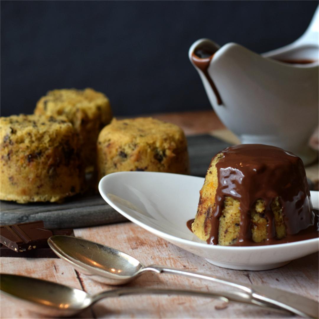 Chocolate Orange Steamed Pudding with Chocolate Sauce