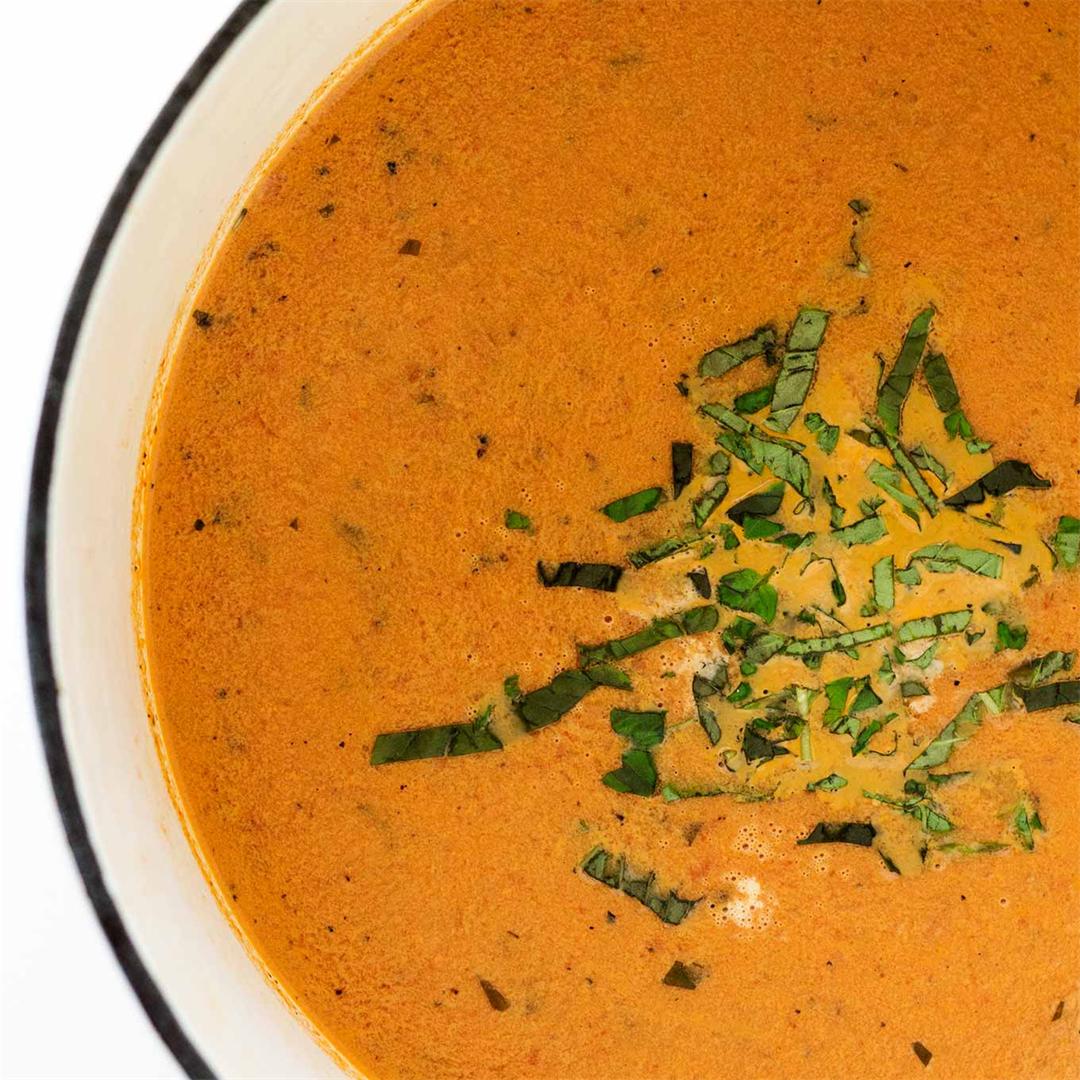 15 Minute Fire-Roasted Creamy Tomato Soup