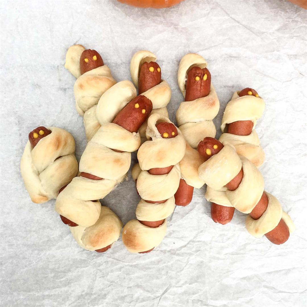Halloween Hot Dog Mummies