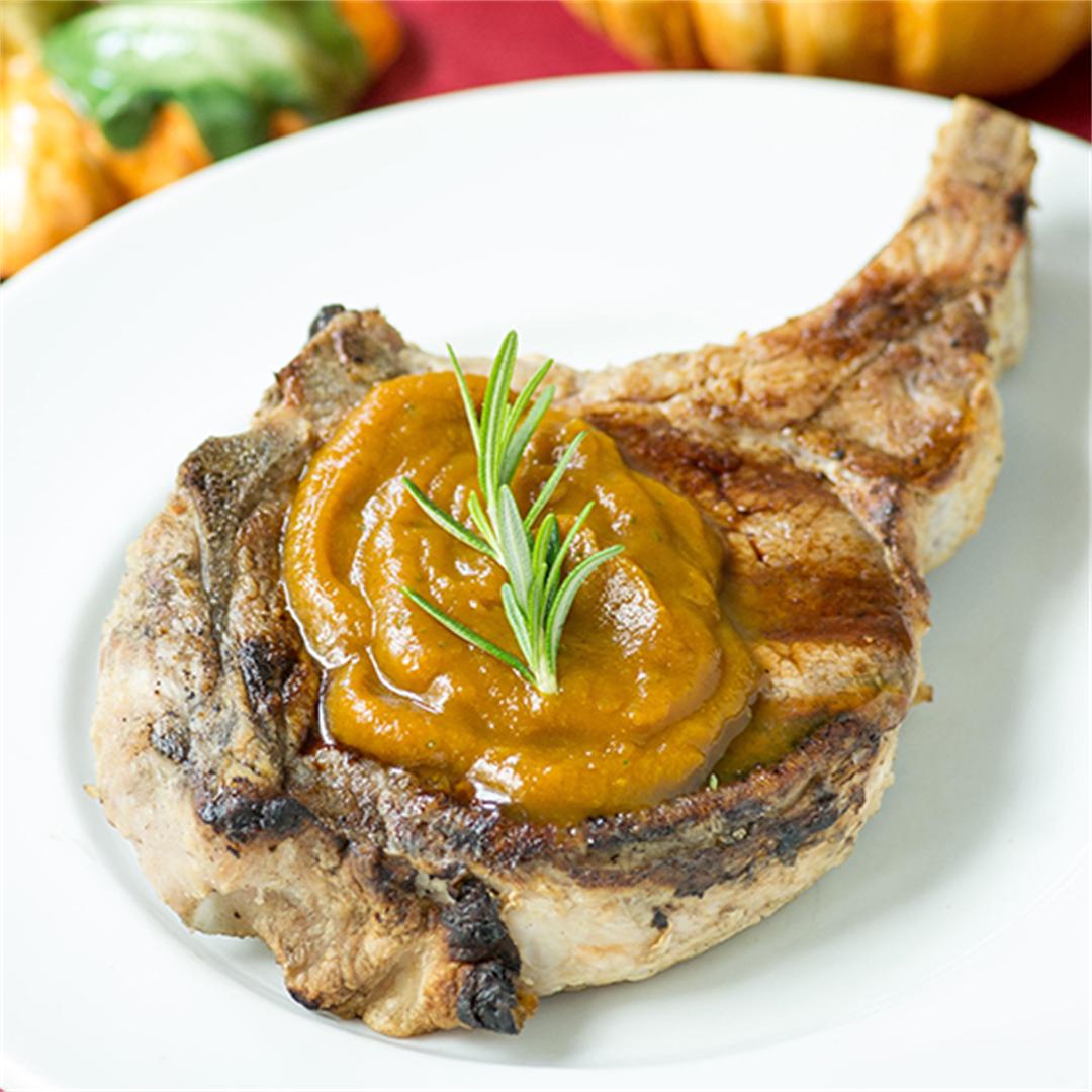 Grilled Pork Chops with Rosemary Pumpkin Butter