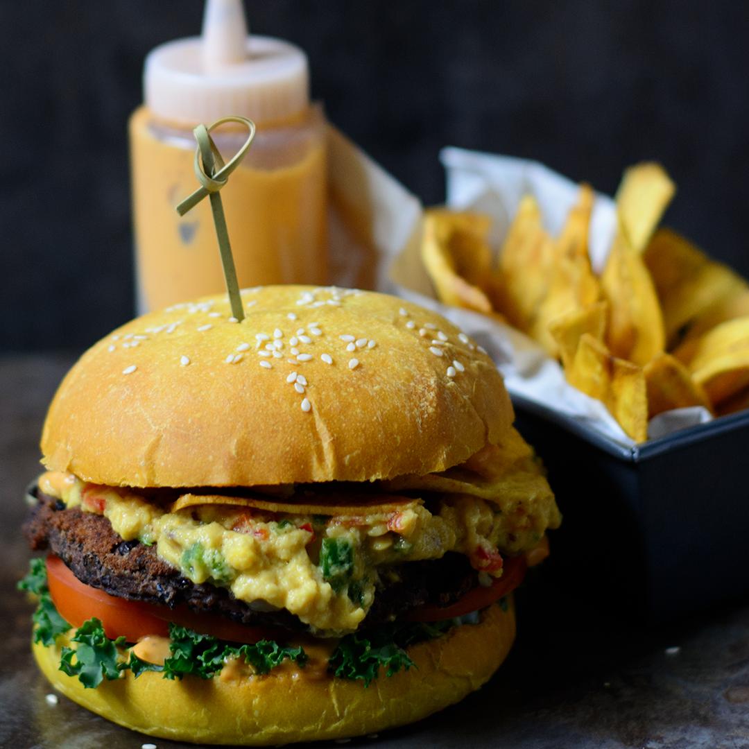 Ackee Smash Burger - the ultimate Caribbean veggie burger