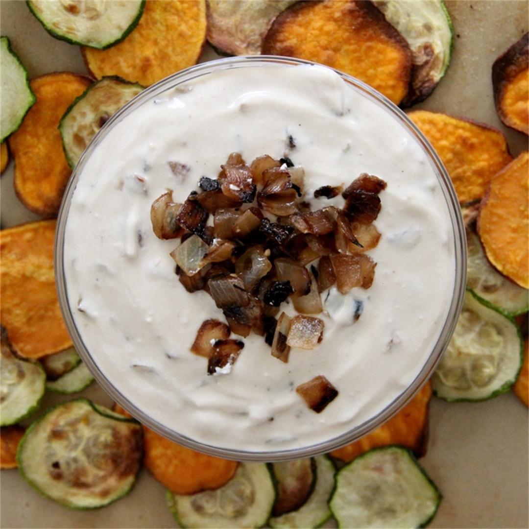 Skinny French Onion Dip with Veggie Chips