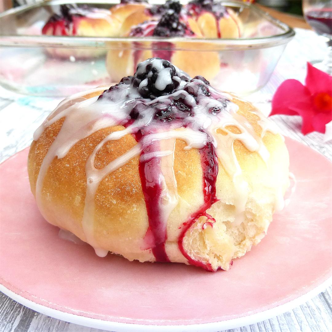 Soft Sweet Buns filled with Homemade Blackberry Jam