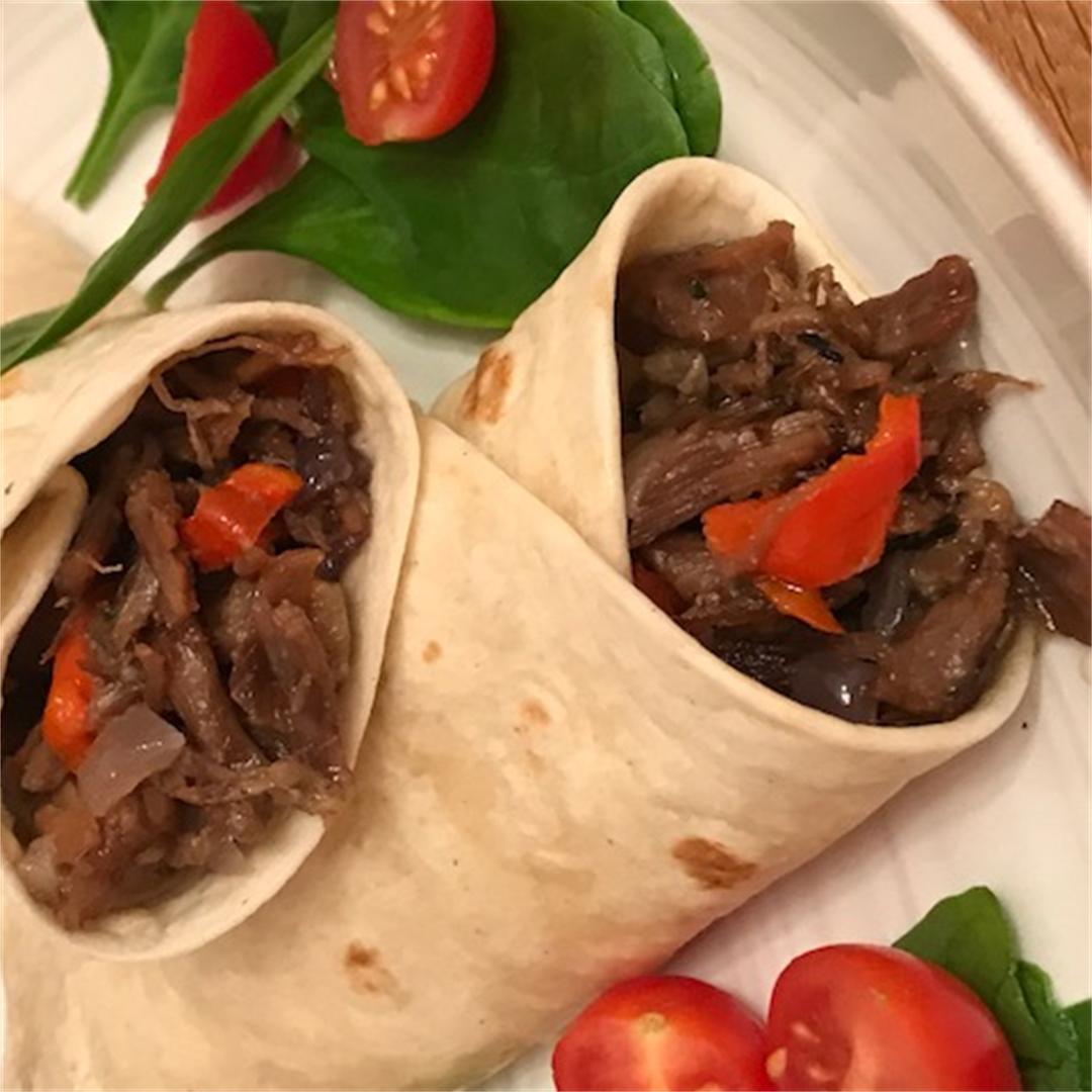 These pulled beef wraps are full of flavour, and make a delicio