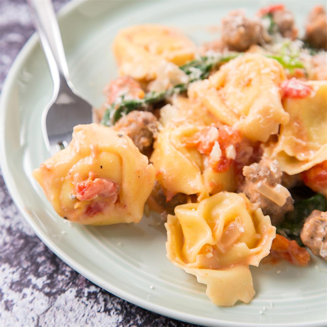 Tortellini with Sausage and Spinach
