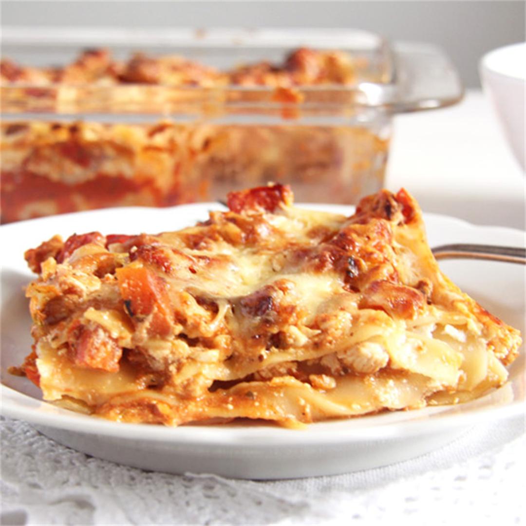 Light and Healthy Turkey and Cream Cheese Lasagna