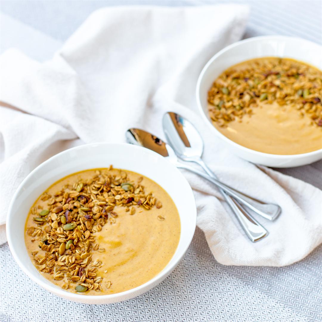 Pumpkin Smoothies with Homemade Granola