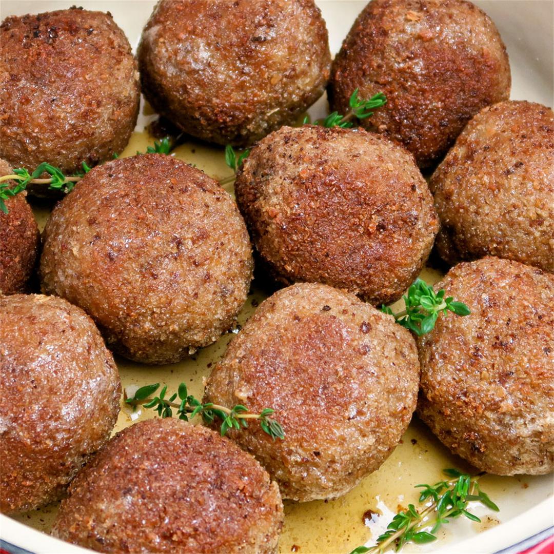 Delicious Dutch meatballs served with creamy mustard mayonnaise