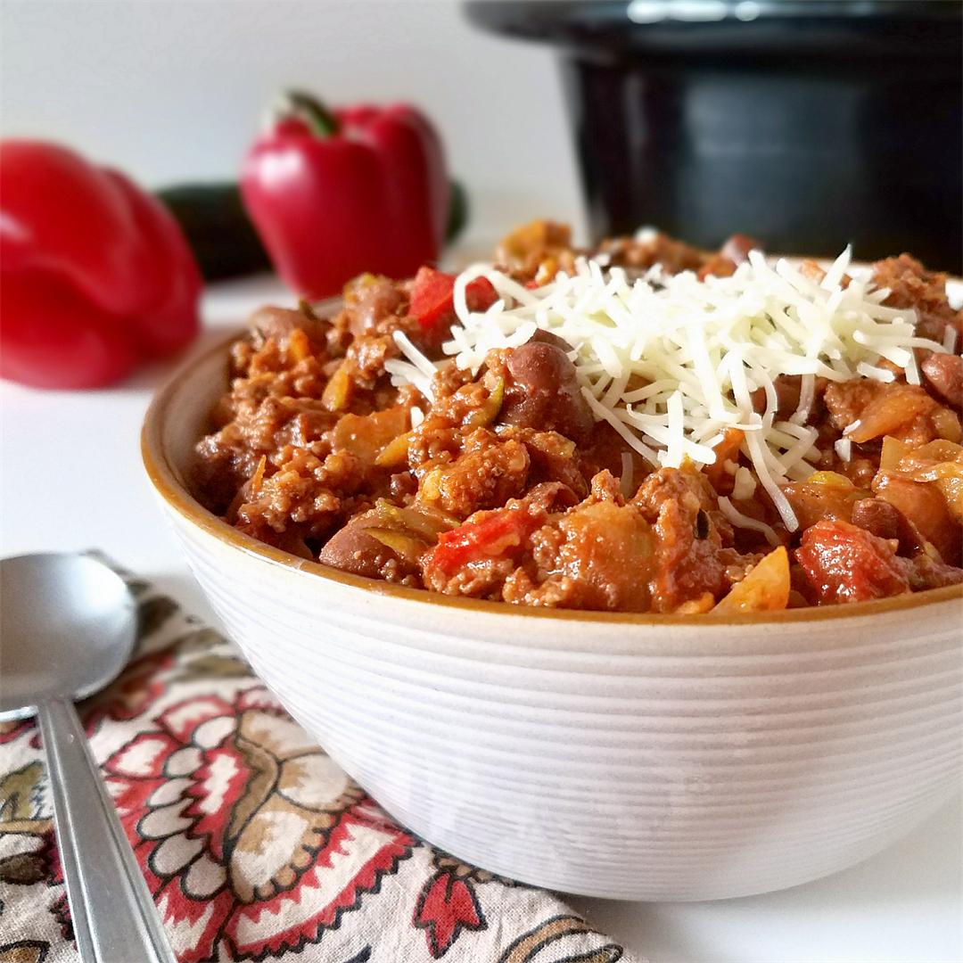 Slow Cooker Roasted Red Pepper Chili