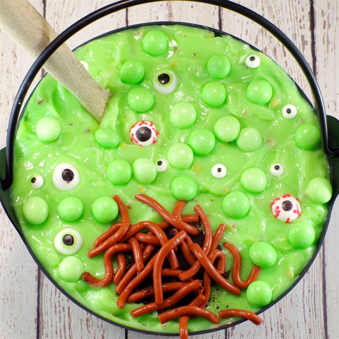 Witches Brew Spumoni Trifle (with jello worms)