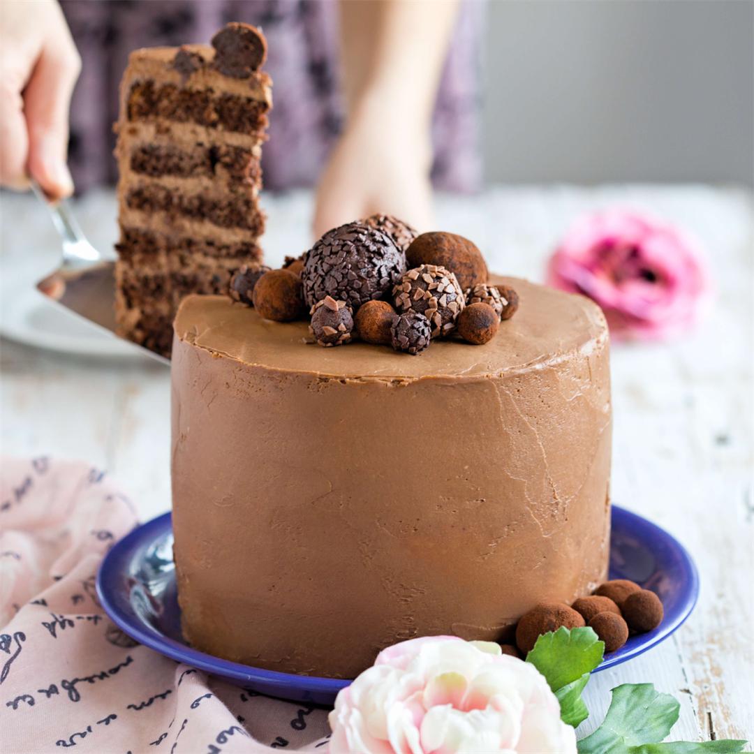 Dreamy Chocolate Layer Cake with Chocolate Truffles