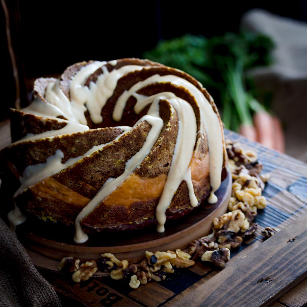 Pumpkin Carrot Bundt Cake with Cream Cheese Filling