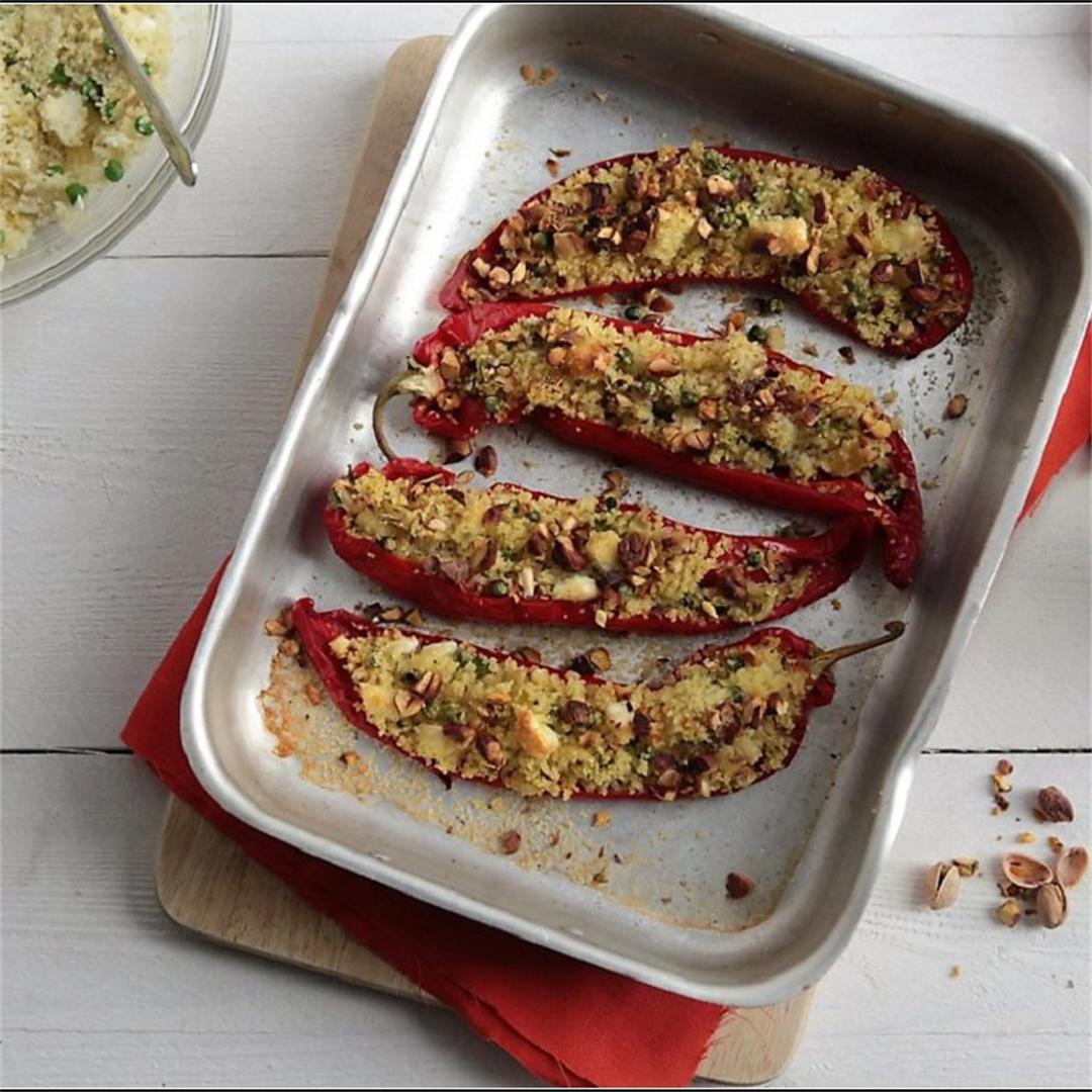 Sweet pointed red pepper stuffed with couscous