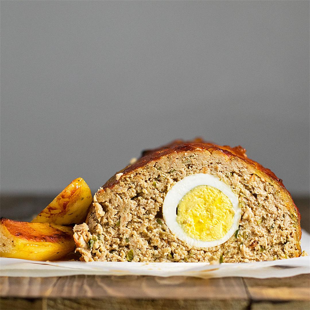 Meatloaf with hard boiled eggs