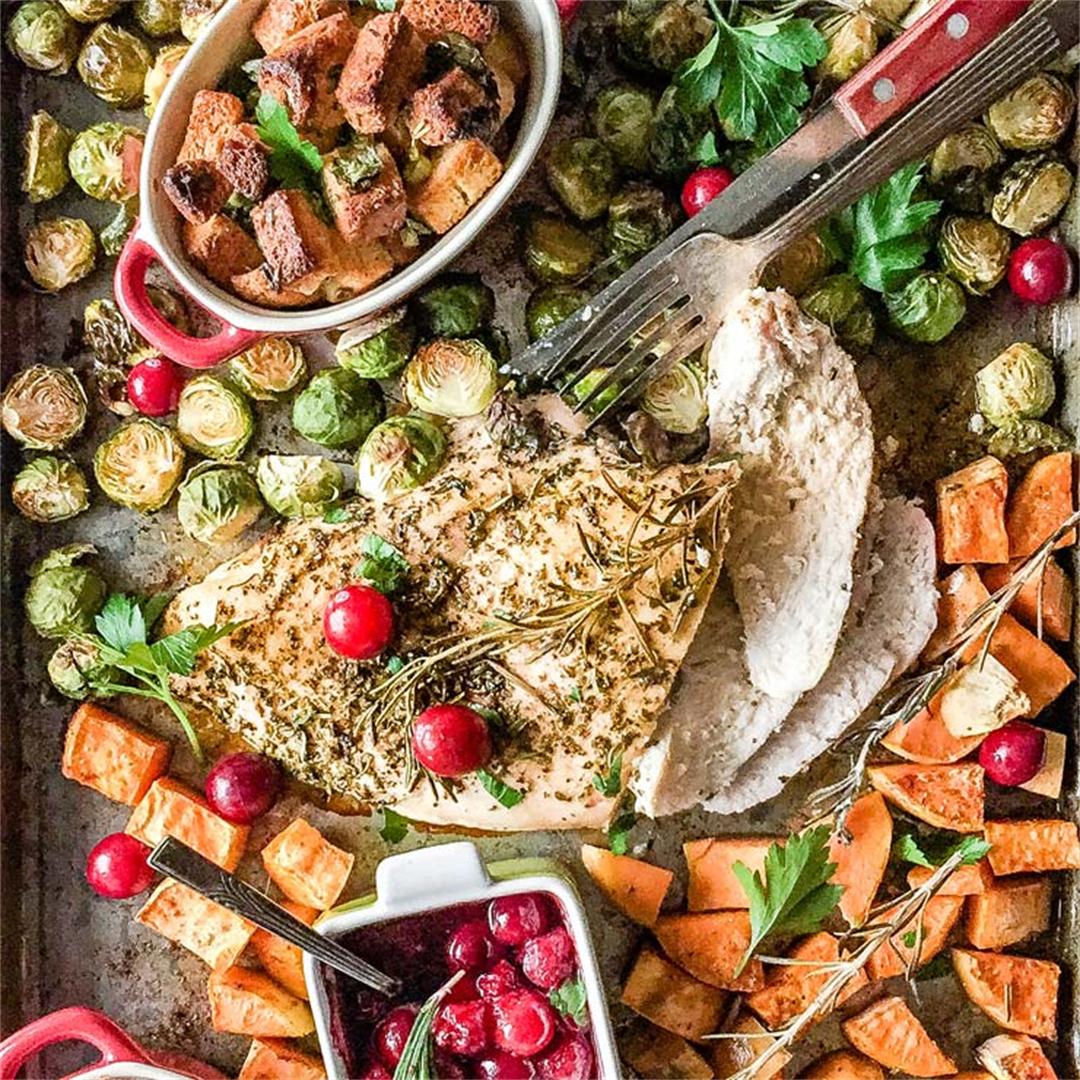 Sheet Pan Thanksgiving Dinner for Two - ready in one hour