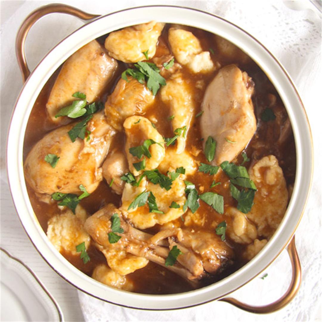 Easy Hungarian Chicken Paprikash with Dumplings