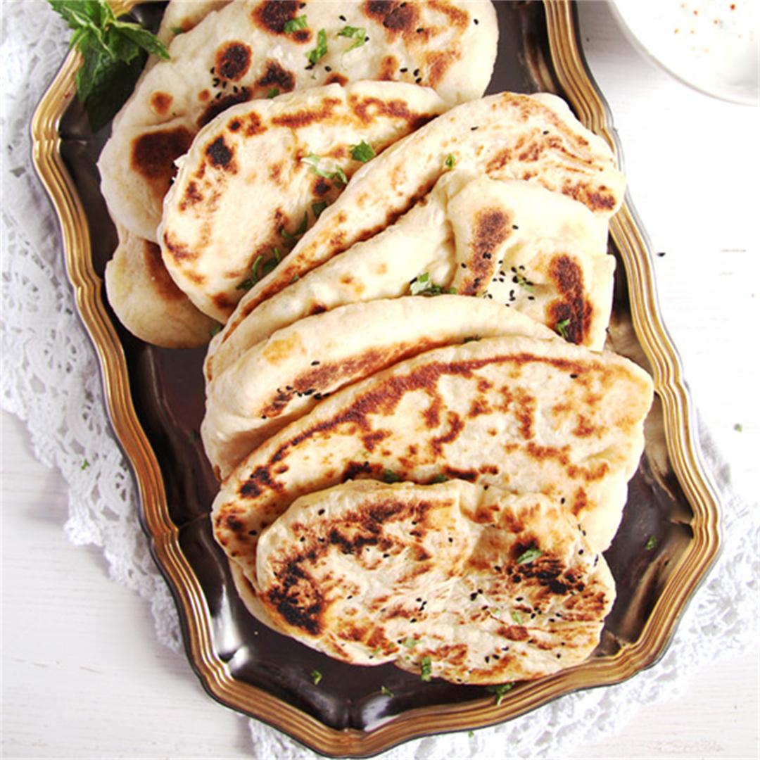 Soft Afghan Naan Bread with Yogurt and Nigella Seeds