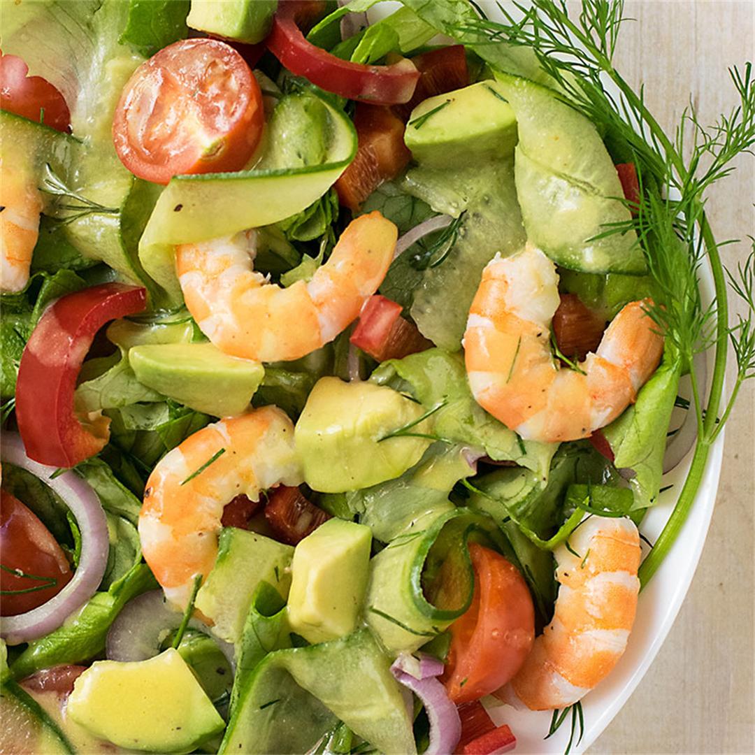 Mediterranean shrimp and avocado salad