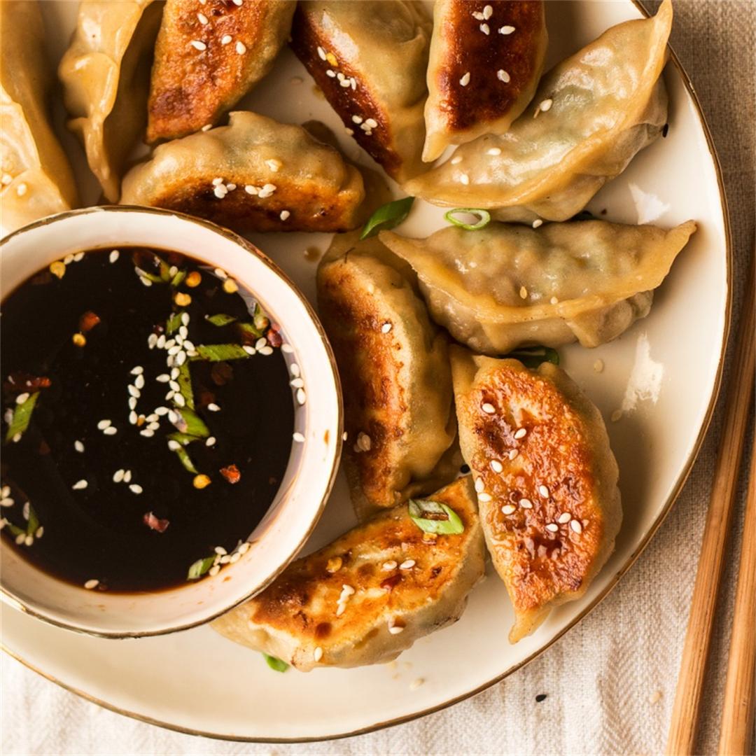 Vegan potstickers with oyster mushrooms