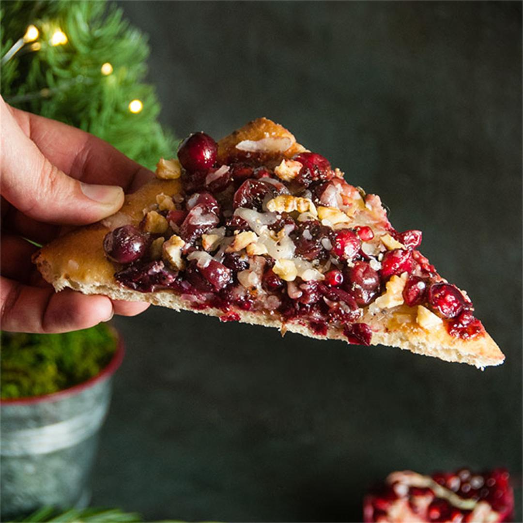 Holiday Goat Cheese Flatbread with Honey Balsamic Cranberries