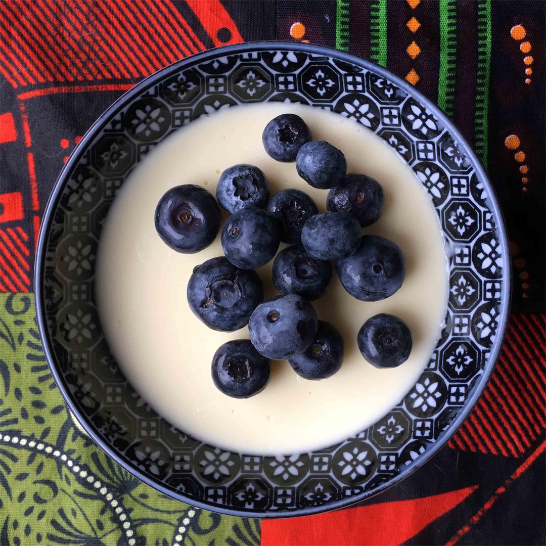 Low Carb Lemon Custard with Blueberries