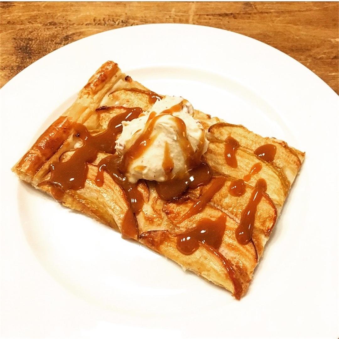 Salted Caramel Apple Tart with Peanut Butter Whipped Cream