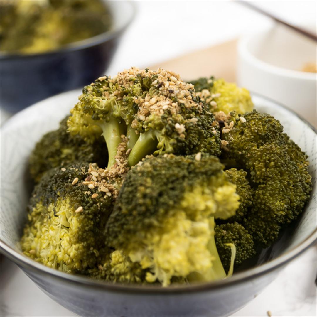 Warm Broccoli Salad with Toasted Sesame Oil and Gomasio