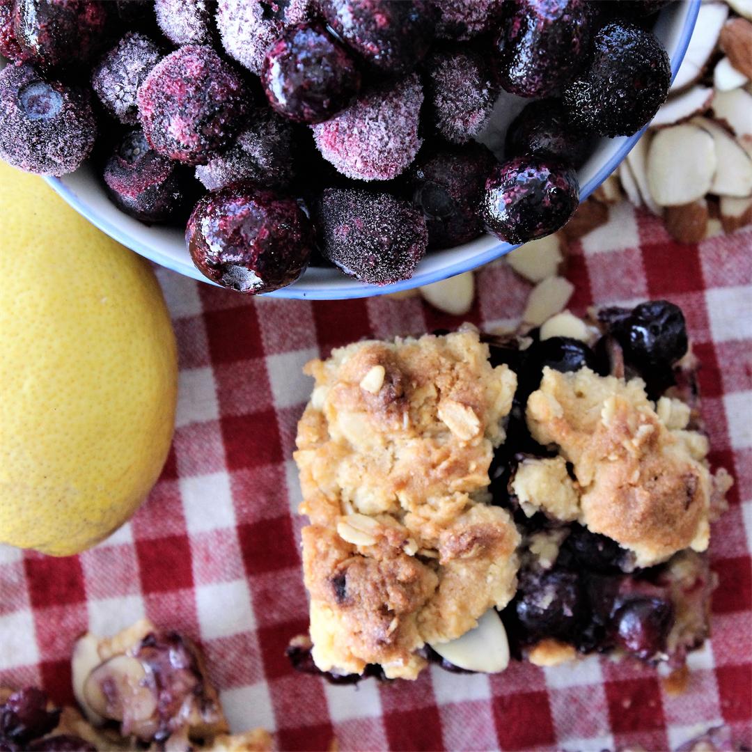 Lemon, blueberry, and almond cookie bars
