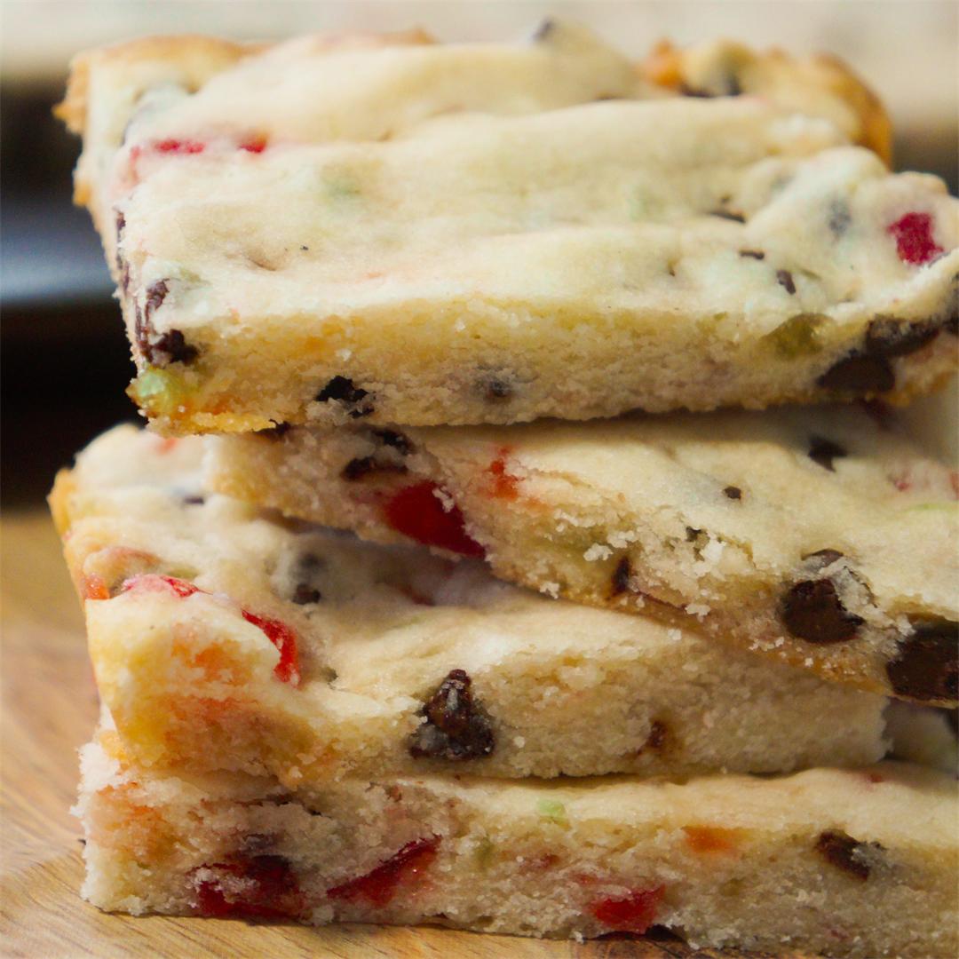 Cherry Chocolate Chip Shortbread Cookie Bars