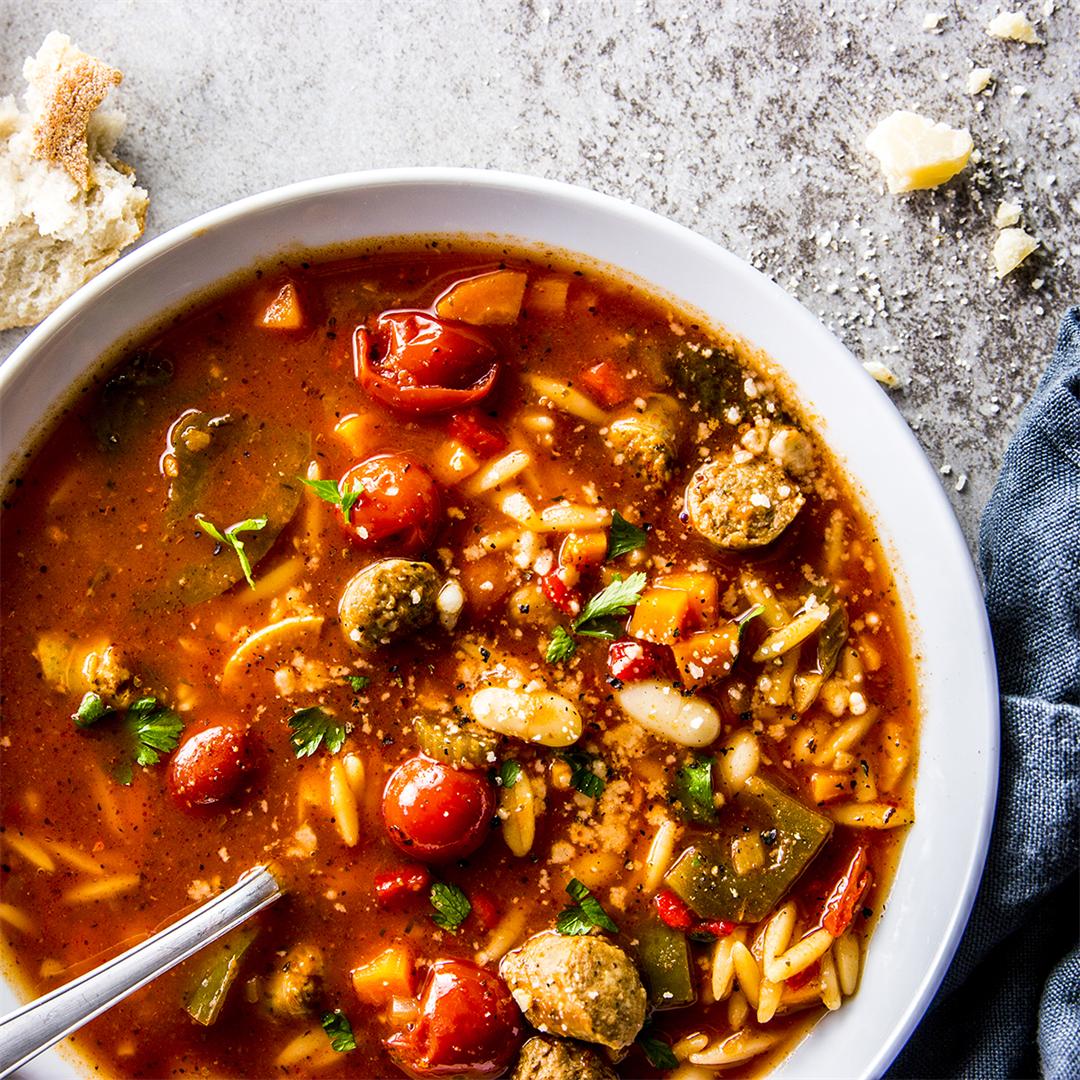 Slow Cooker Tuscan White Bean and Sausage Soup