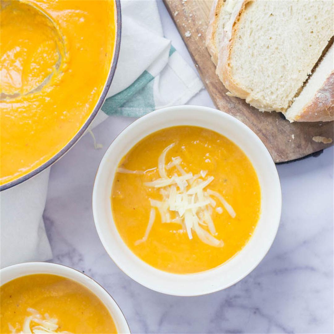 Chipotle Cheddar Spicy Sweet Potato Soup