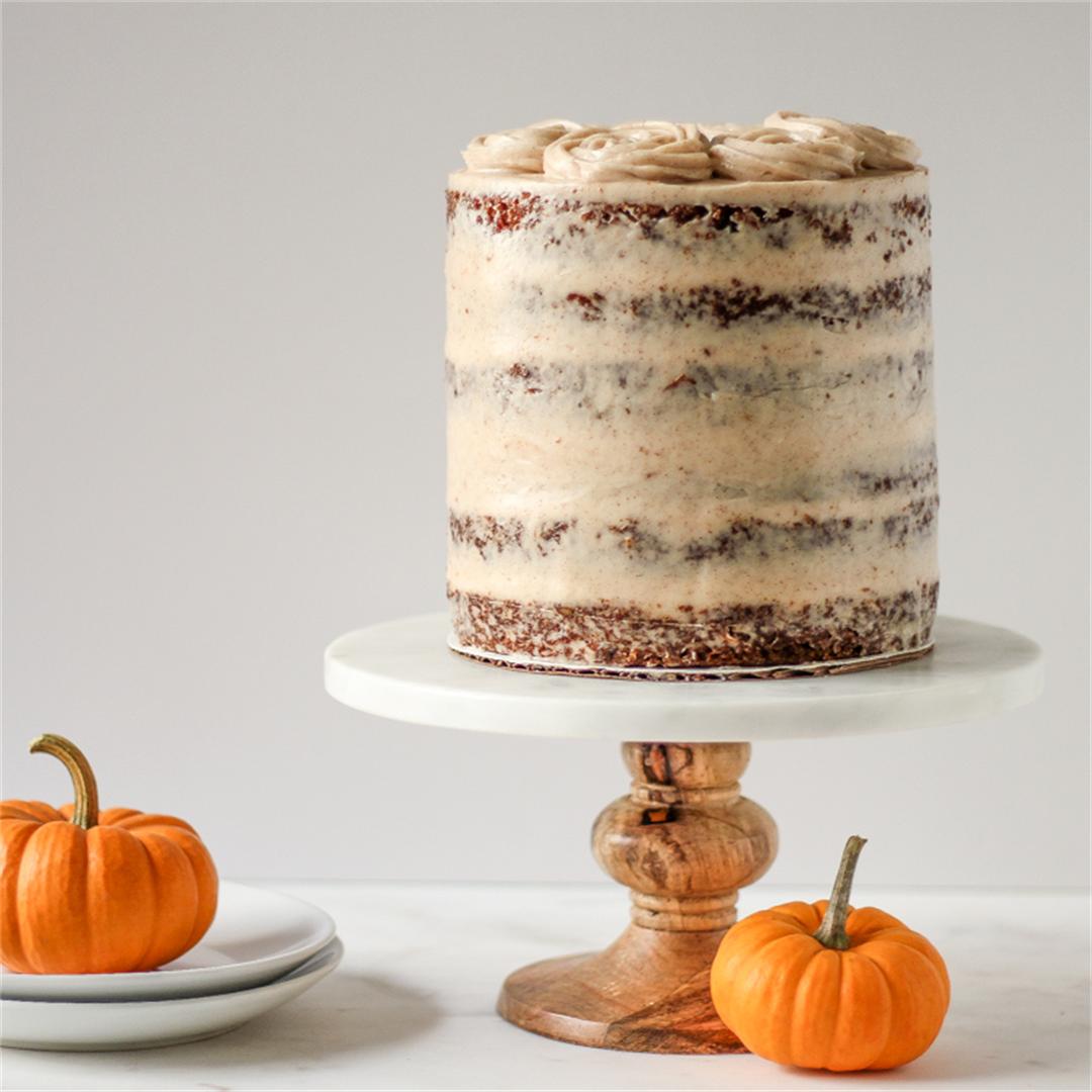 Pumpkin Carrot Cake with Cinnamon Cream Cheese Frosting