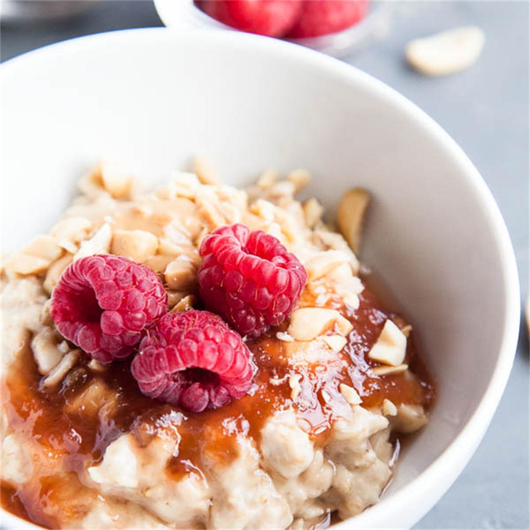 Peanut Butter and Jam Stovetop Oatmeal