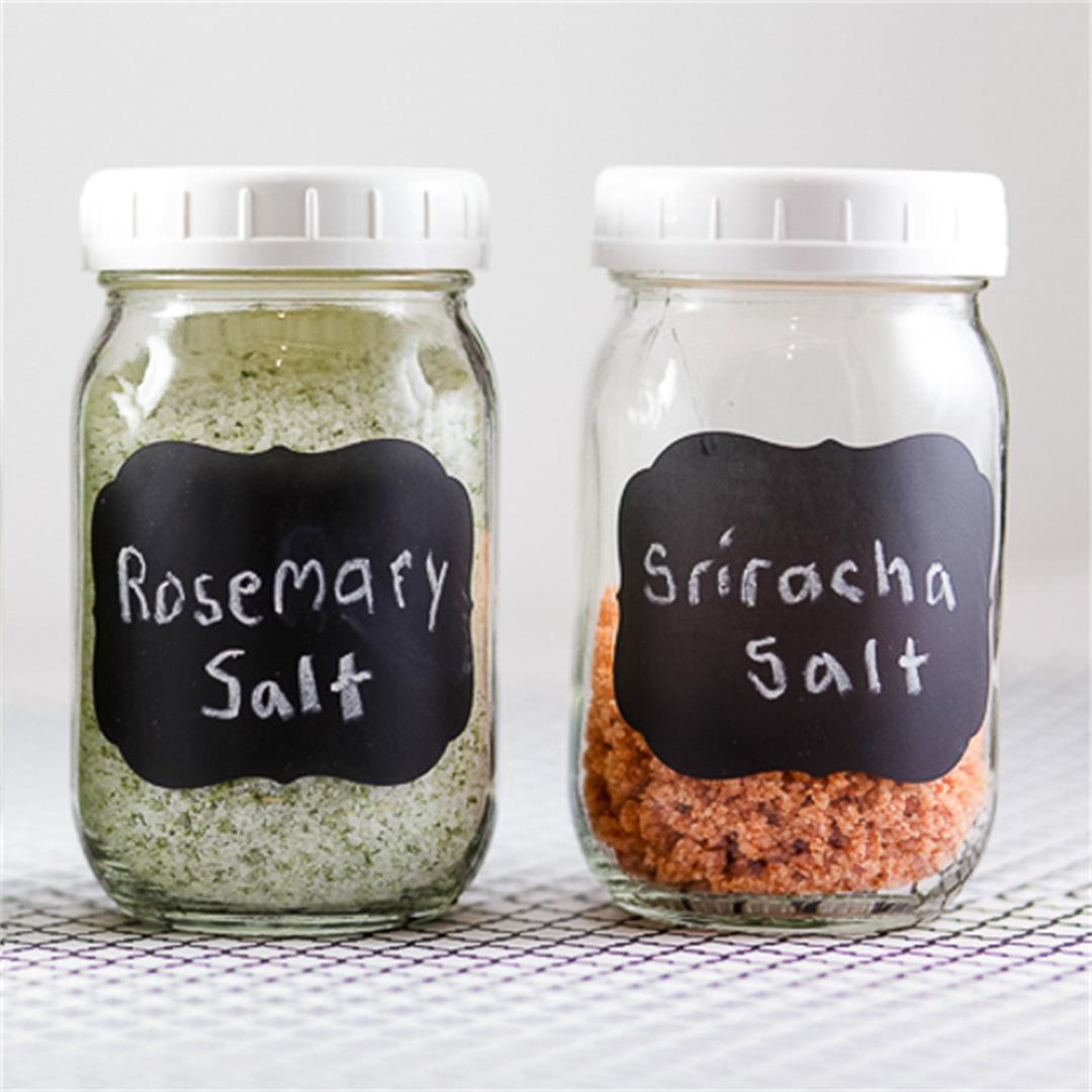 DIY Rosemary Salt, Lemon Verbena Salt and Sriracha Salt