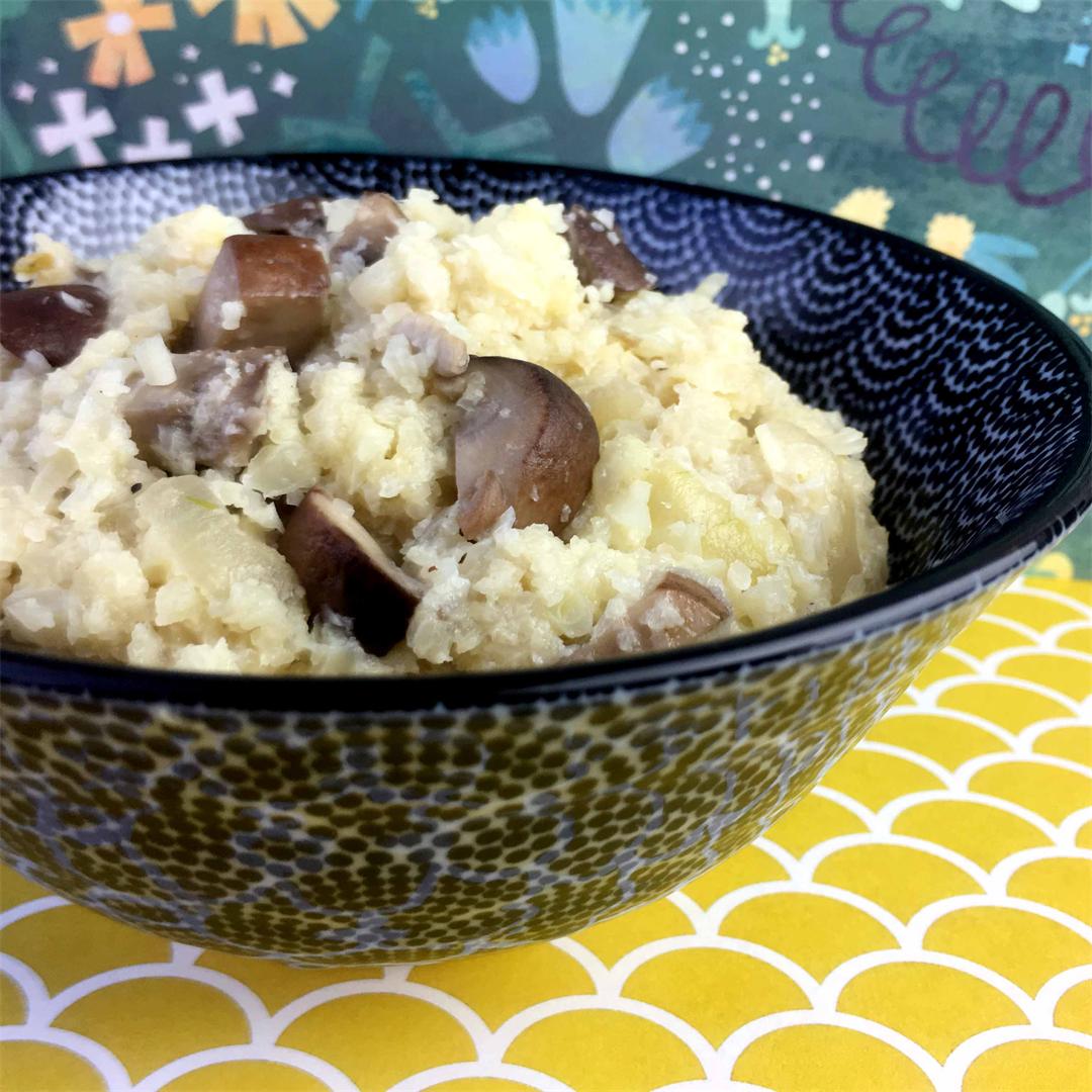 Low Carb Cauliflower Risotto with Mushrooms