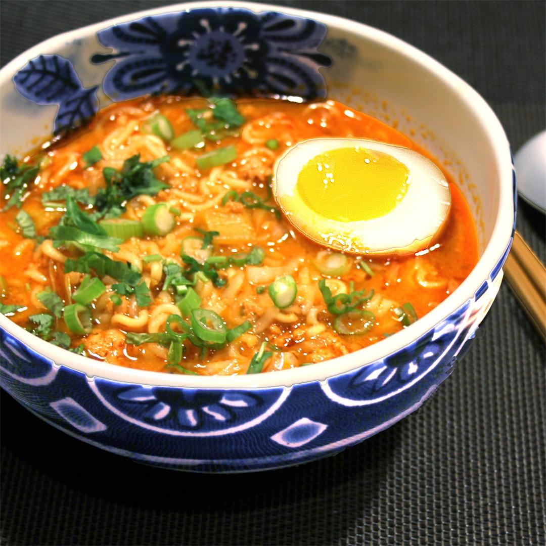 Pork-Miso Ramen Soup with Soy-Marinated Egg