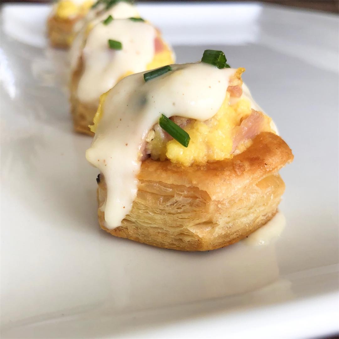 Puff Pastry Breakfast Cups With Honey Dijon Sauce
