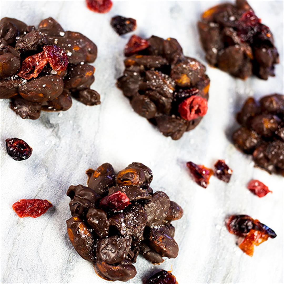 Chocolate, Almond & Cranberry Clusters with Sea Salt