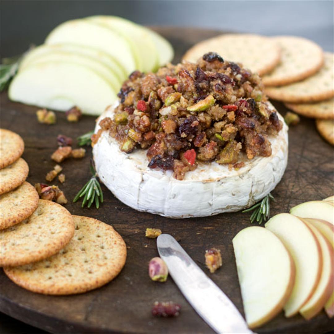 Easy Baked Brie with Nuts and Cranberry