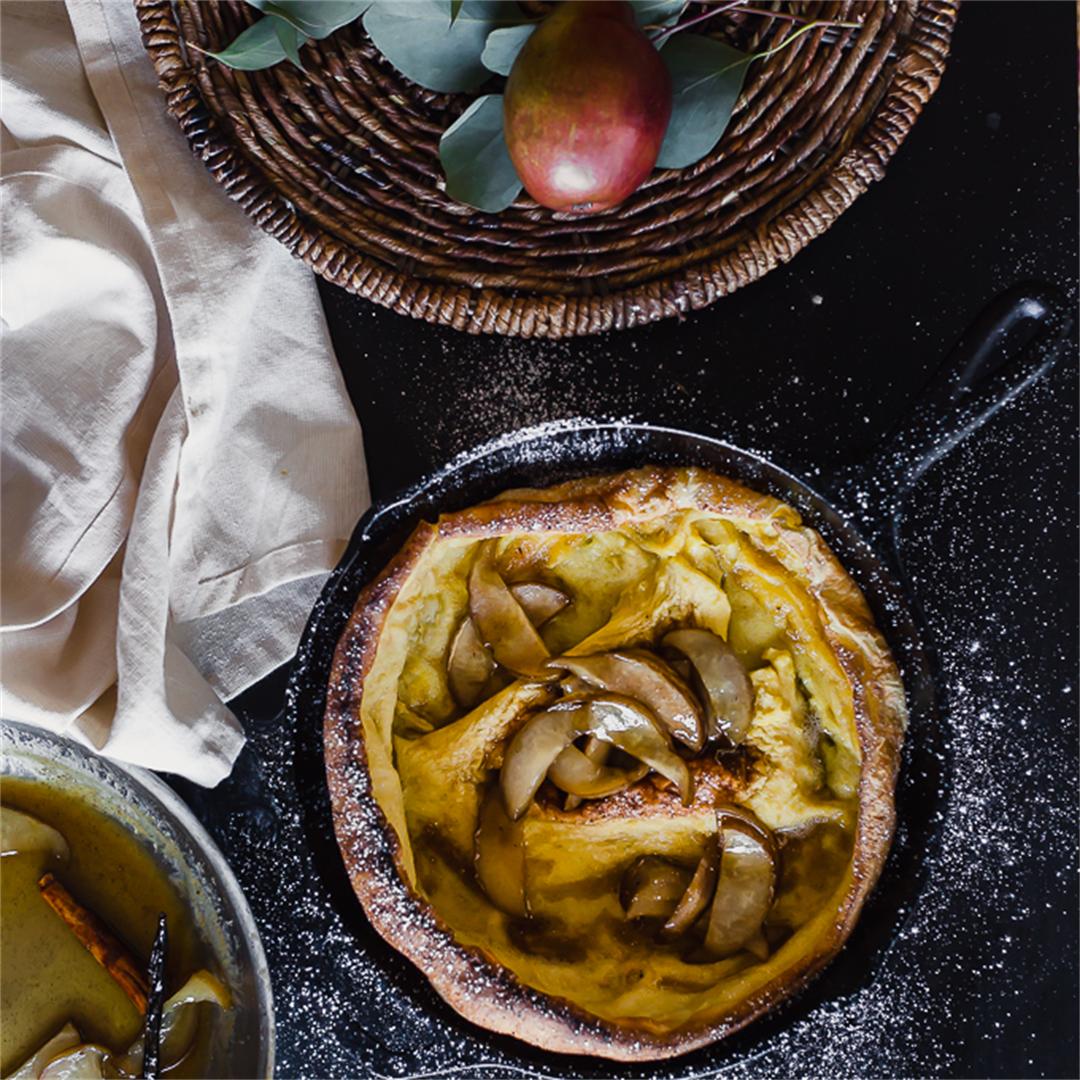 Pears Foster Dutch Baby Pancakes