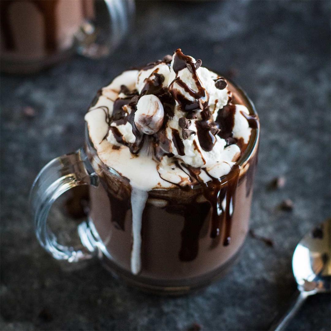 Thick Hot Chocolate with London Fog Whipped Cream