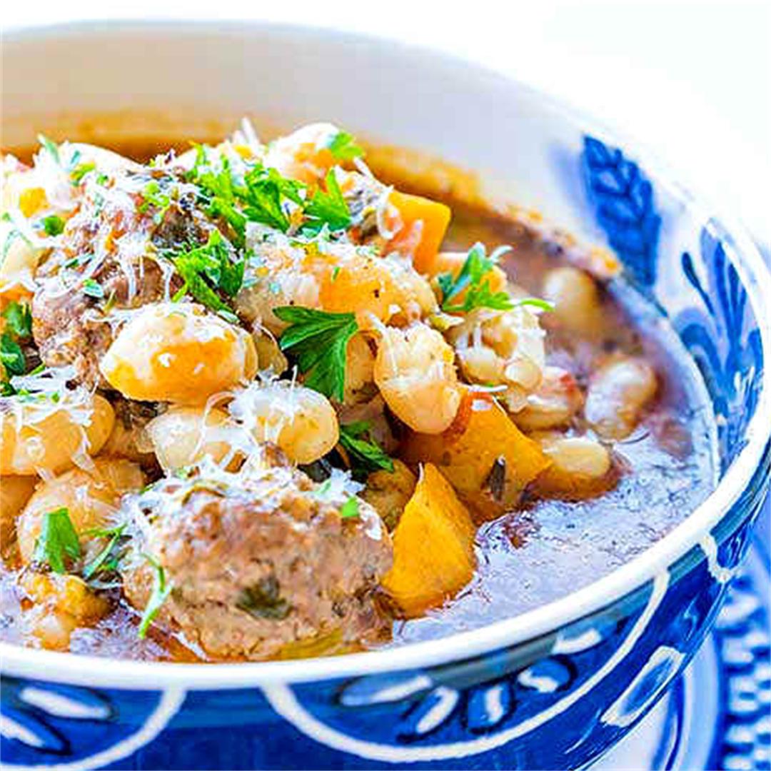 Tuscan White Bean Soup with Meatballs