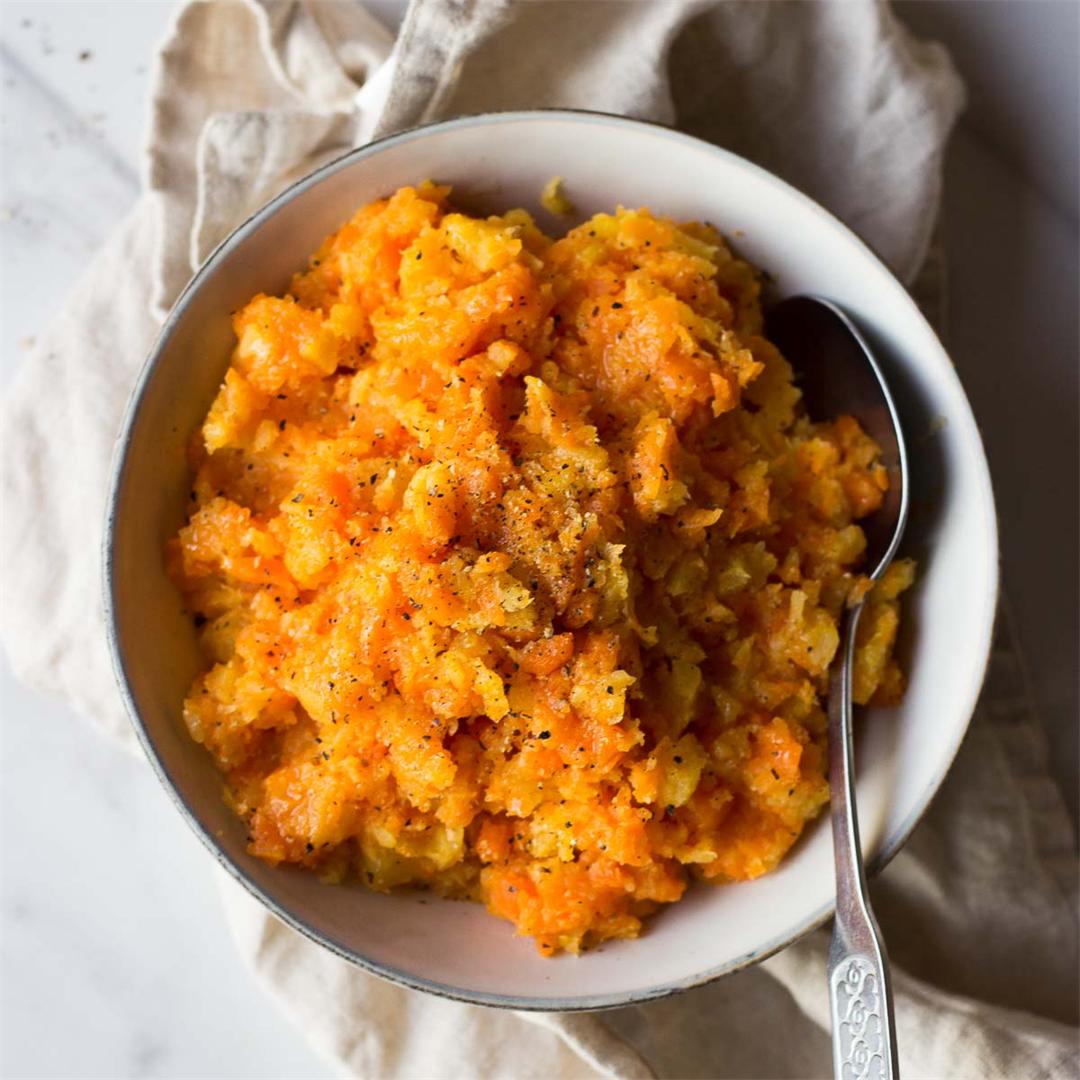Delicious carrot and swede (rutabaga) mash!