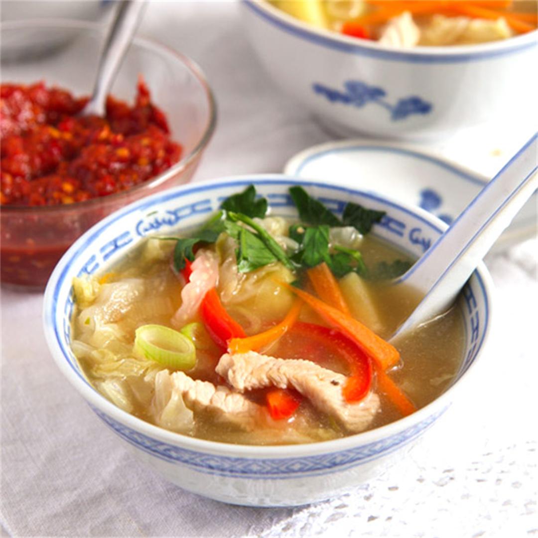 Healthy Potato and Turkey Soup with Napa Cabbage