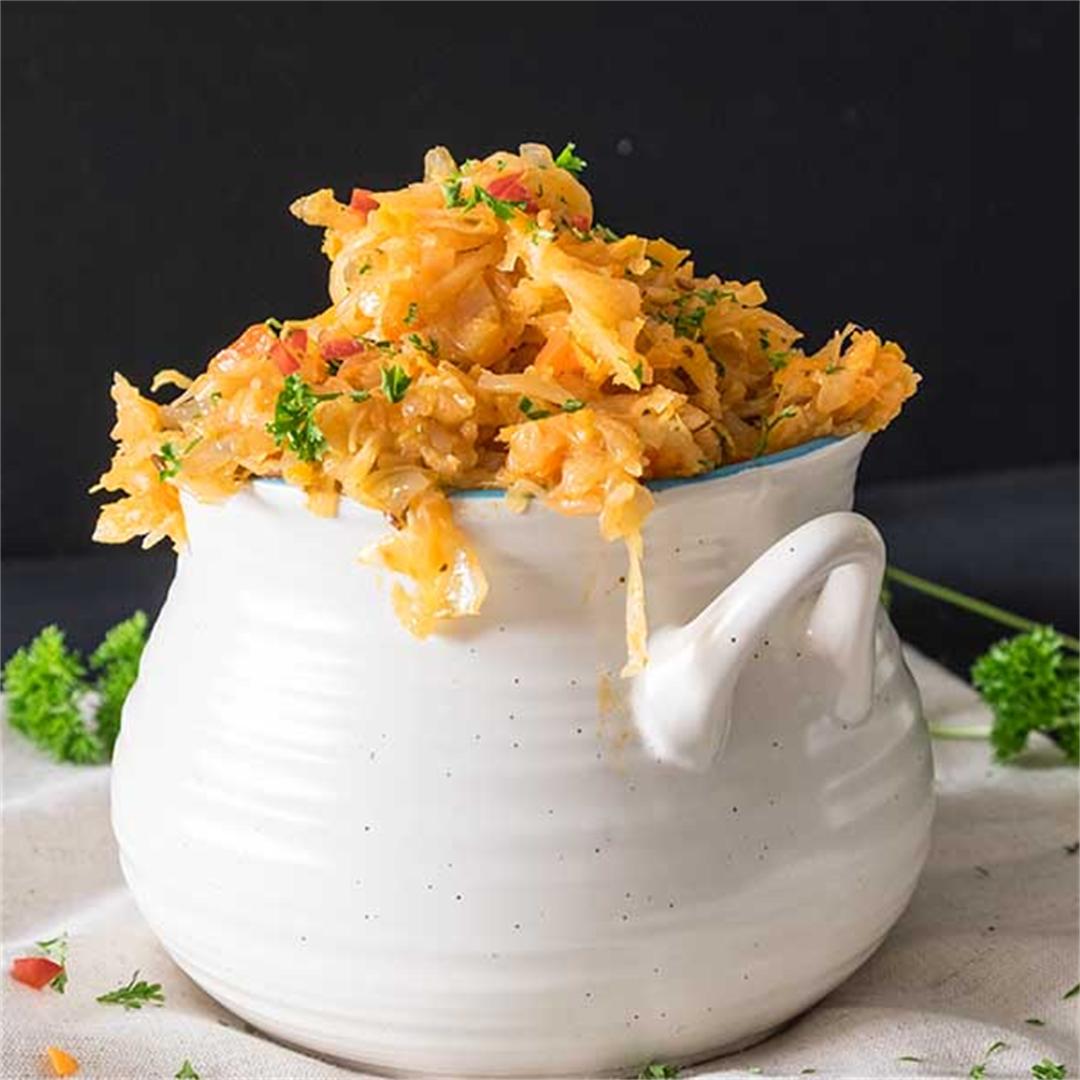 Sauerkraut Salad with Carrots and Red Pepper