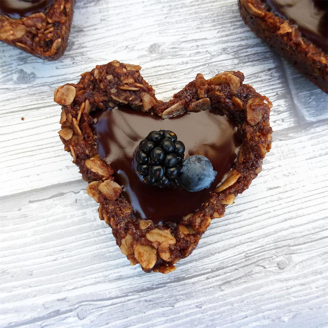 Gluten Free Chocolate Oat Cookie Cups with a Chocolate Ganache